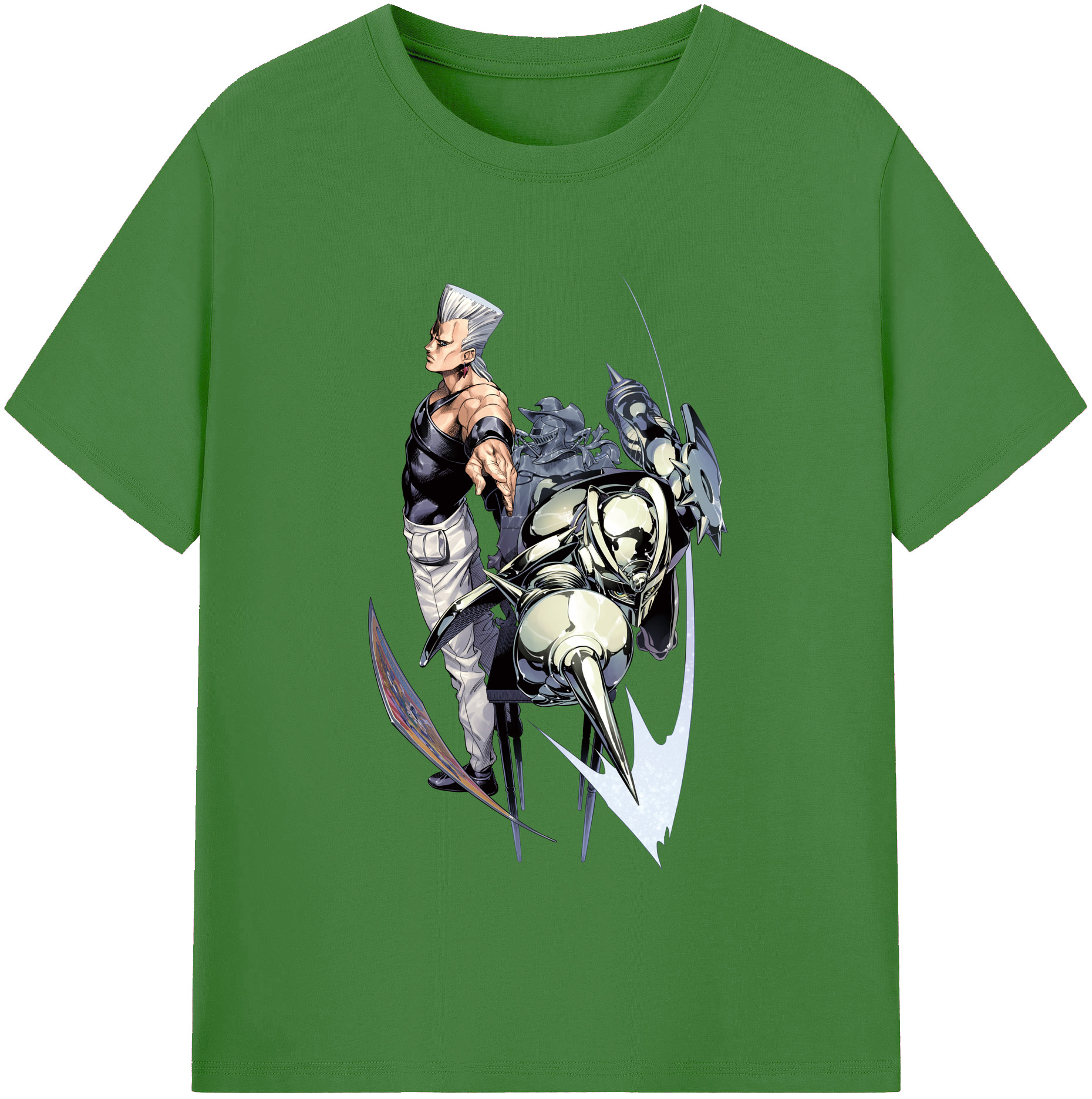 （画像用） ジョジョの奇妙な冒険 ジャン＝ピエール?ポルナレフ JoJo's Bizarre Adventure Jan Pierre Polnareff レディースカジュアルプリントTシャツ（綿100％）